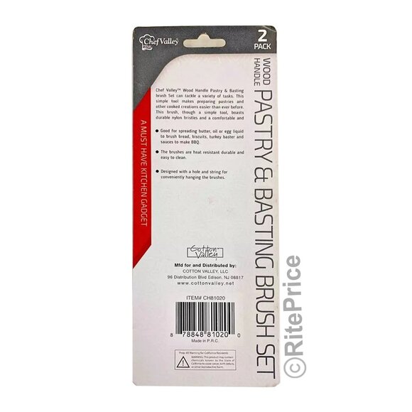 2 PCS Wood Basting Pastry Brushes Baking Kitchen, Cooking Food, BBQ Brush - New - Picture 3 of 4